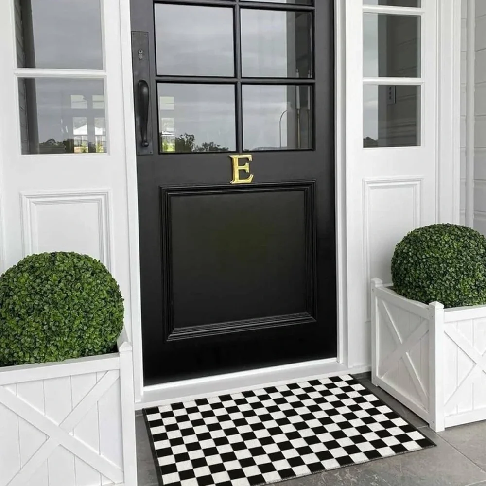🆕 Black White Checker Rug Door Mat Decor Patio Porch Door Kitchen Bathroom NEW